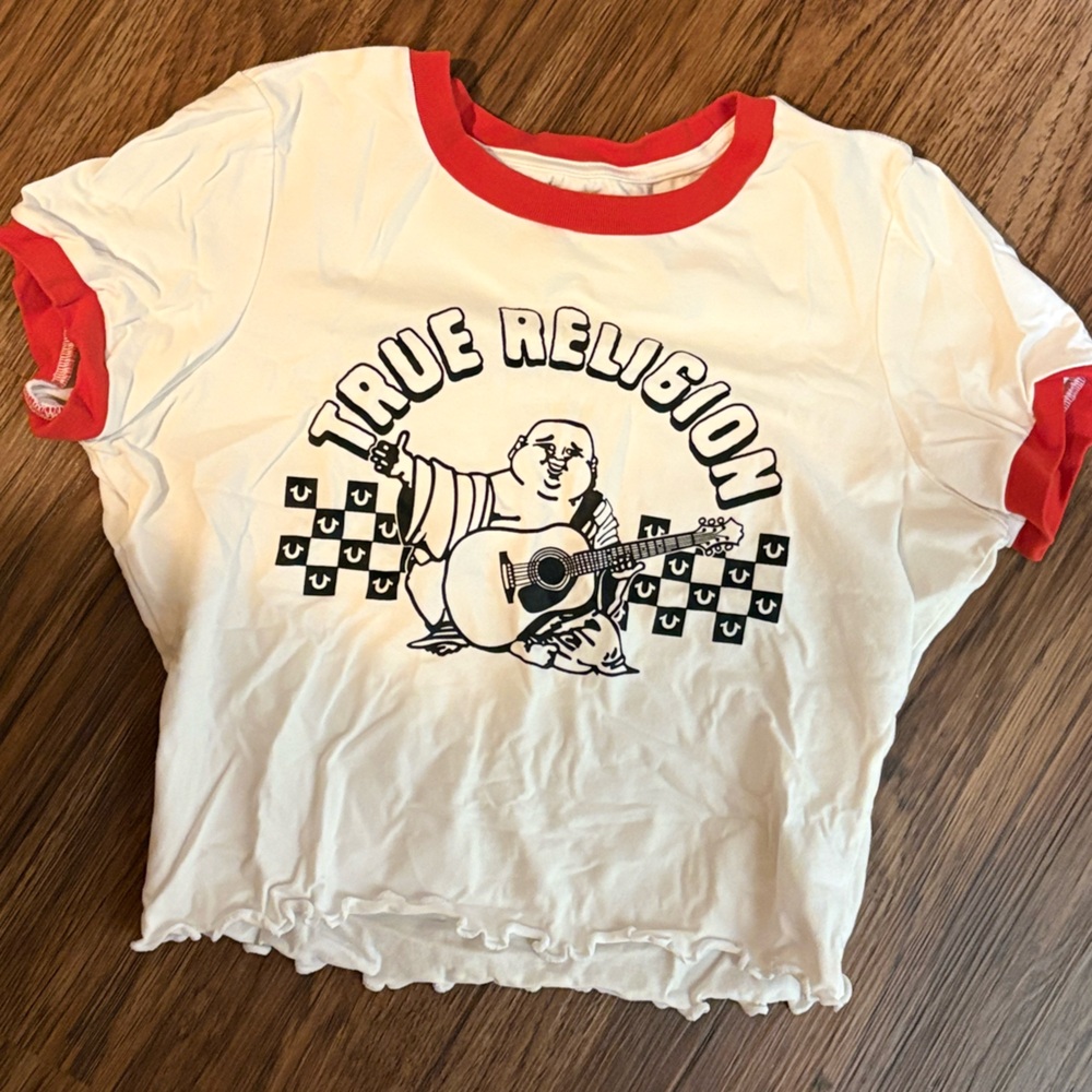 True Religion White Tee with Red Trim